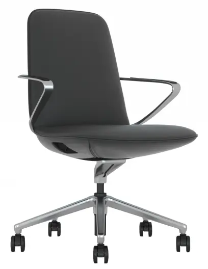 AURA MEETING, křeslo kancelářské, kříž ALU, černá kůže